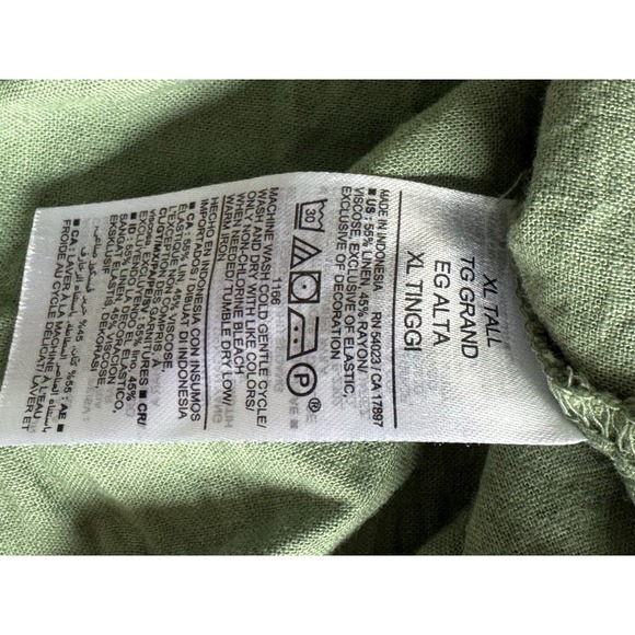Old Navy Women's XL Tall Linen-Blend Tie-Shoulder Cropped Cami In Sage Green - Picture 5 of 7